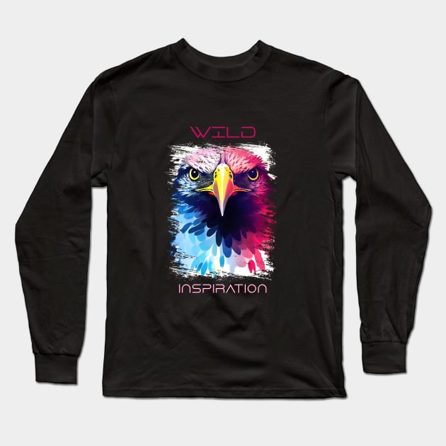 Eagle Bird Wild Nature Animal Colors Art Painting Long Sleeve T-Shirt by Cubebox